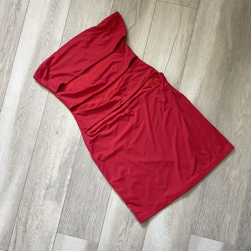 White Fox Dress strapless cutout mini womens Red medium going out clubbing sexy